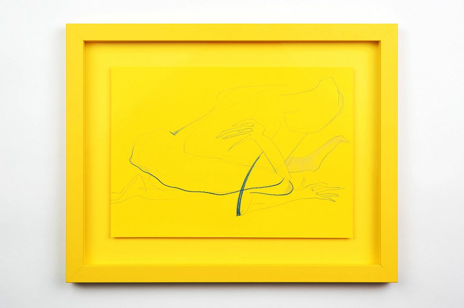 Uli Ap_Yellow Alien Animal Artificial Intelligence in Blue_Horizontal Embrace. Reclining_photo Gavin Wren_&copy;artist_2.2